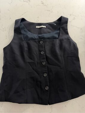 Abercrombie & Fitch Black Button-Front Sleeveless Blouse